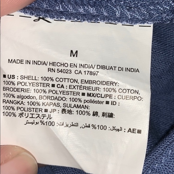 Old Navy Blue and White Embroidered Pop Over Top - Picture 7 of 8